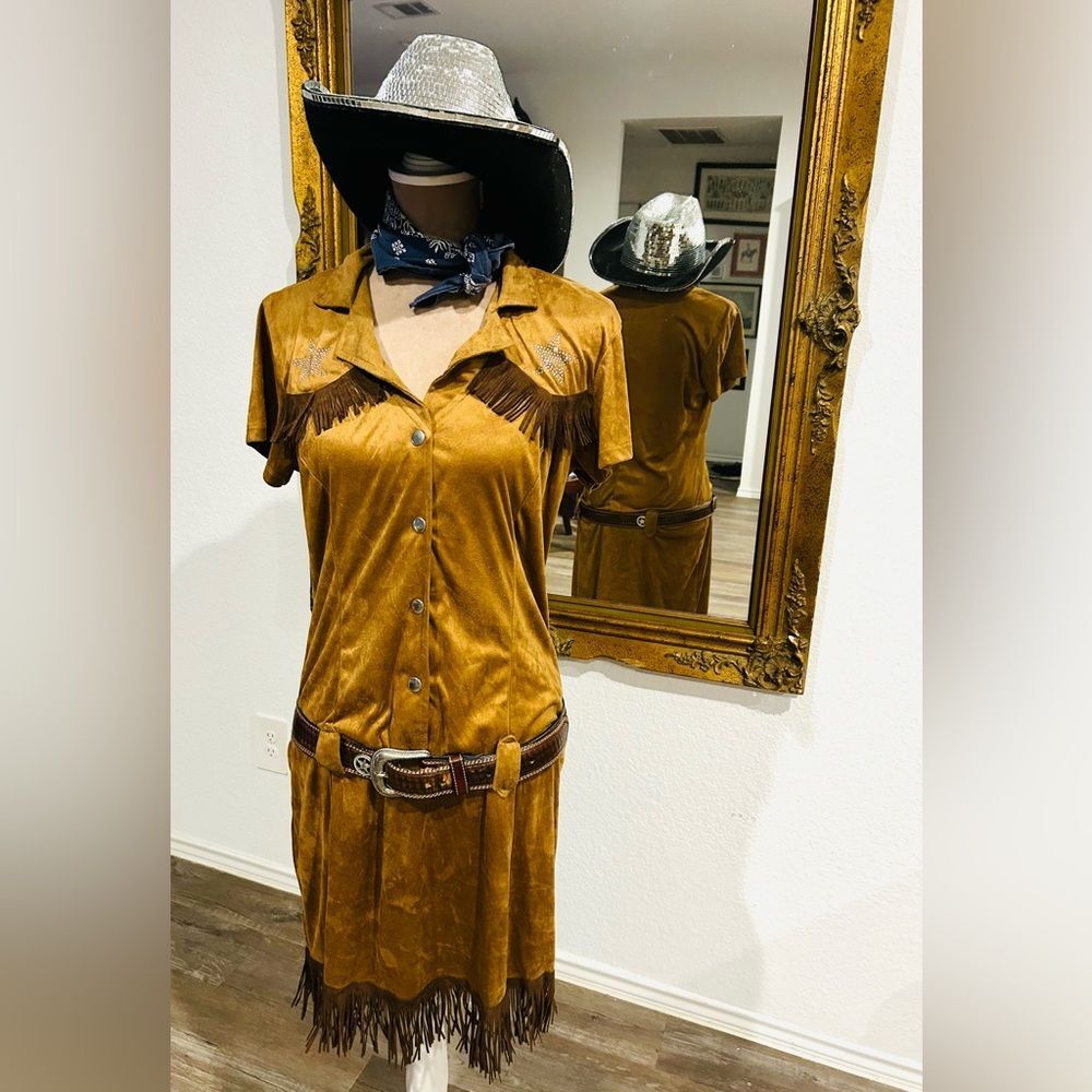 Cowgirl Rodeo Western Halloween Costume disco cowboy hat Size large